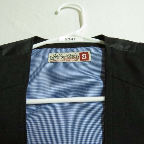 Sz S Black Solid Sovereign Code Mens Polyester #234T Suit Vest - Picture 6 of 8